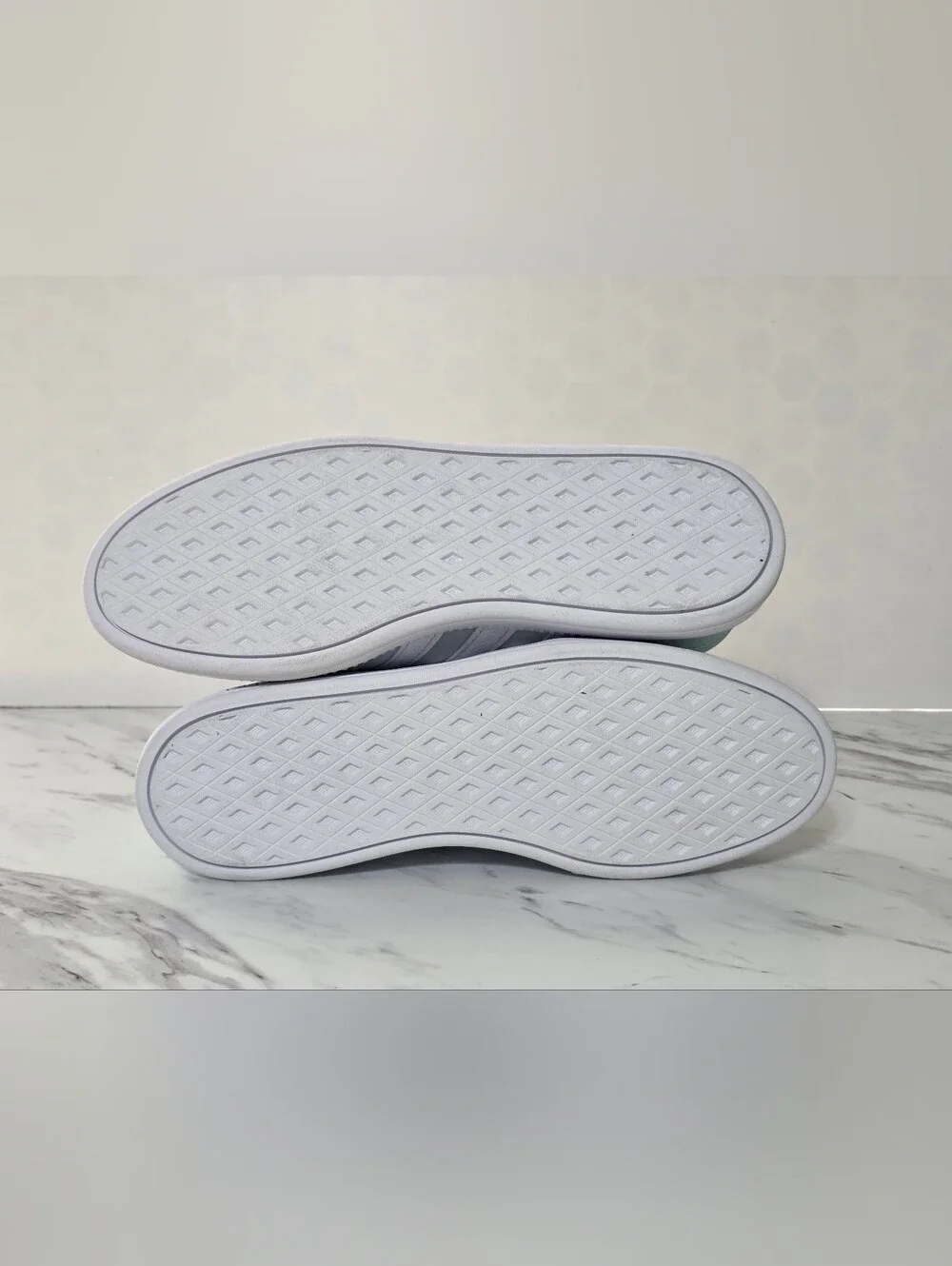 adidas Women’s Mint Green and White Court-Style Sneakers